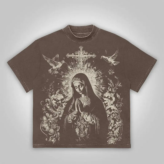 Unisex Vintage Virgin Mary Graphic T-shirt