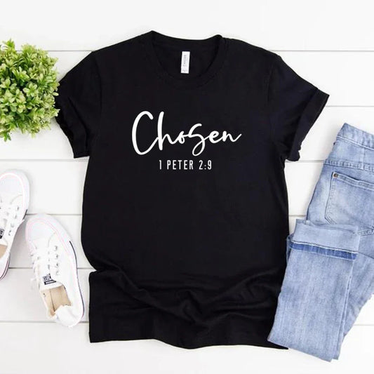 Women's 'Chosen' T-shirt with 1 Peter 2:9 Bible Verse