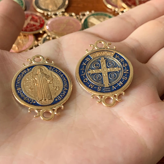 Saint Benedict Medal Charms | Assorted Enamel Pendants for Jewelry Making
