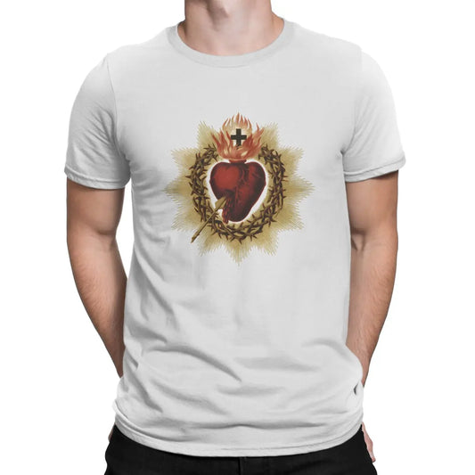Men's Vintage Sacred Heart of Jesus Cotton T-shirt