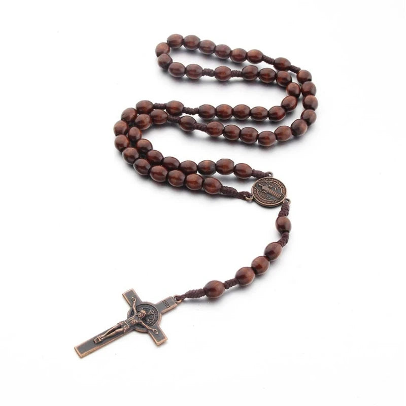 Handcrafted Wooden Rosary Necklace Set