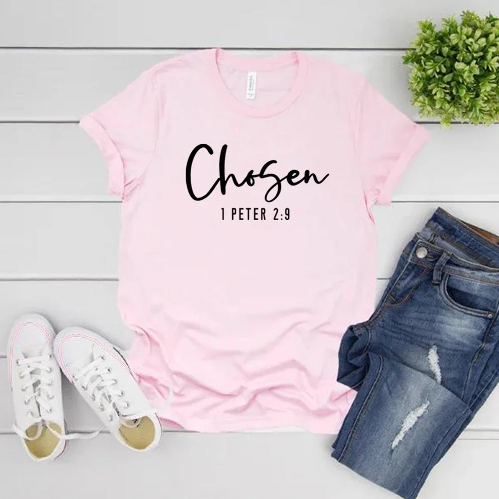 Women's 'Chosen' T-shirt with 1 Peter 2:9 Bible Verse