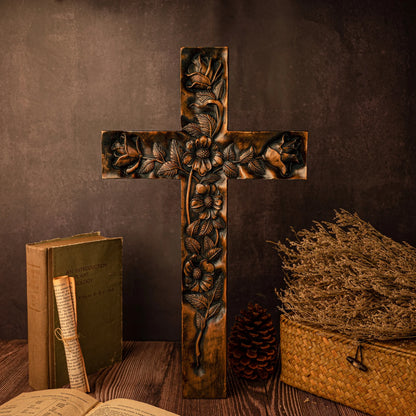 Floral Adorned Wooden Cross