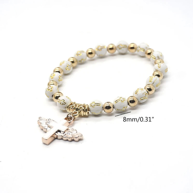 Angel Wing Cross Charm Bracelet