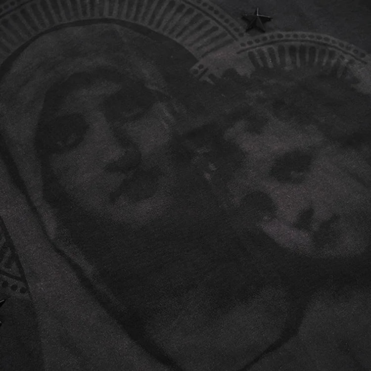 Men's Cotton T-shirt with Virgin Mary & Child Graphic