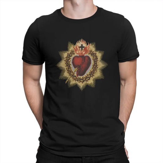 Men's Vintage Sacred Heart of Jesus Cotton T-shirt