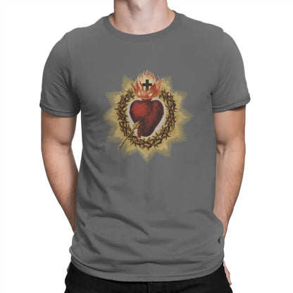 Men's Vintage Sacred Heart of Jesus Cotton T-shirt