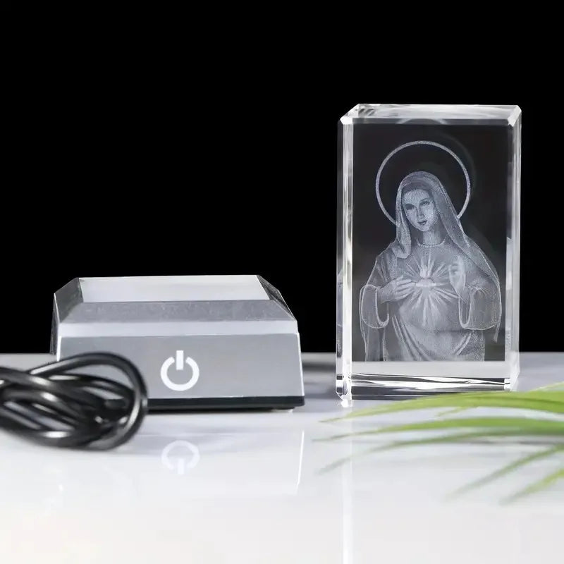 Crystal Virgin Mary LED Light-Up Statue