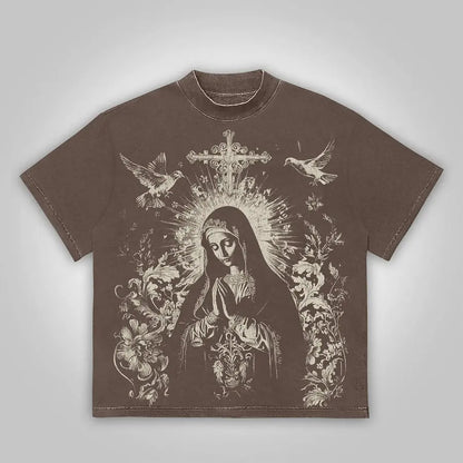 Unisex Vintage Virgin Mary Graphic T-shirt