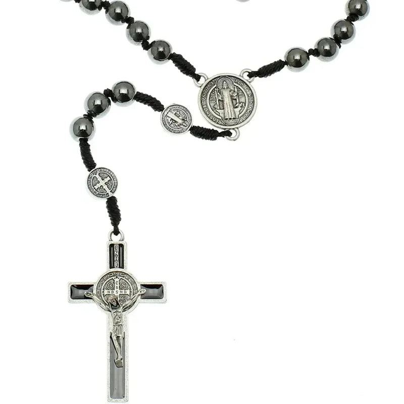 Black Hematite Rosary with St. Benedict Medal