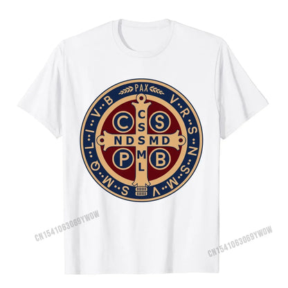 Saint Benedict Medal T-shirt | Classic Catholic Pullover Tee