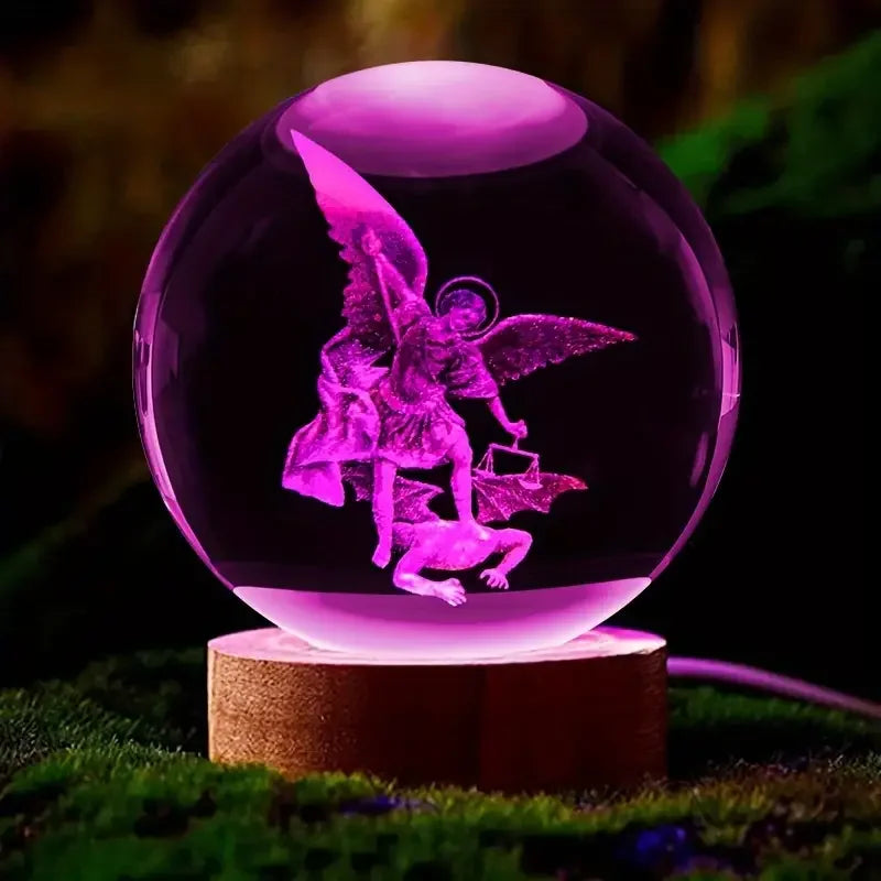 Archangel Michael 3D Crystal Sphere