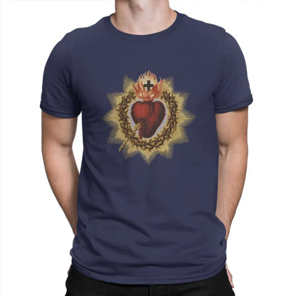 Men's Vintage Sacred Heart of Jesus Cotton T-shirt