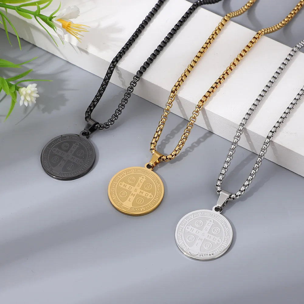Saint Benedict Medal Necklace | Stainless Steel Chain Pendant for Men & Women