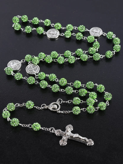 Sparkling Vintage Rosary with St. Benedict Medal