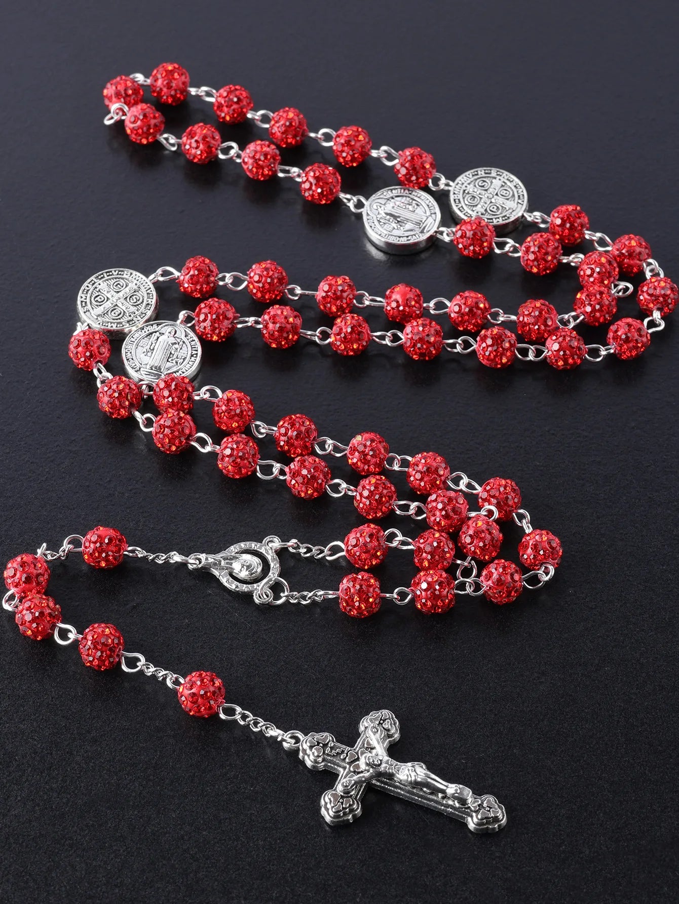 Sparkling Vintage Rosary with St. Benedict Medal
