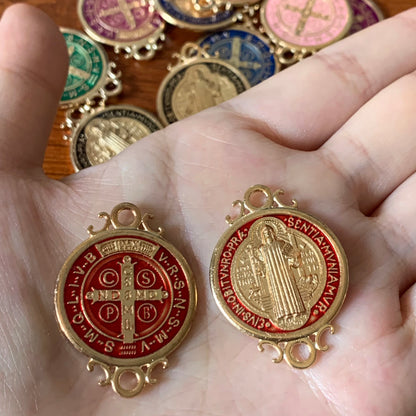 Saint Benedict Medal Charms | Assorted Enamel Pendants for Jewelry Making