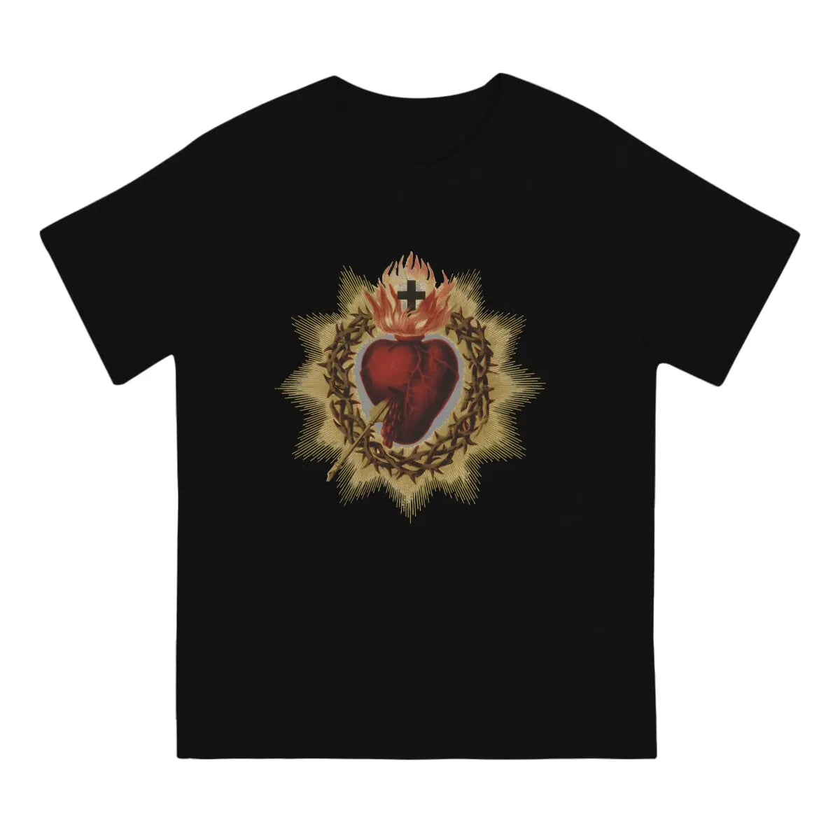 Men's Vintage Sacred Heart of Jesus Cotton T-shirt