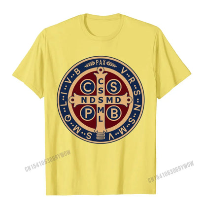 Saint Benedict Medal T-shirt | Classic Catholic Pullover Tee
