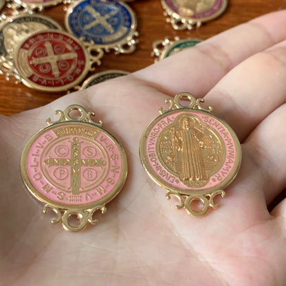 Saint Benedict Medal Charms | Assorted Enamel Pendants for Jewelry Making