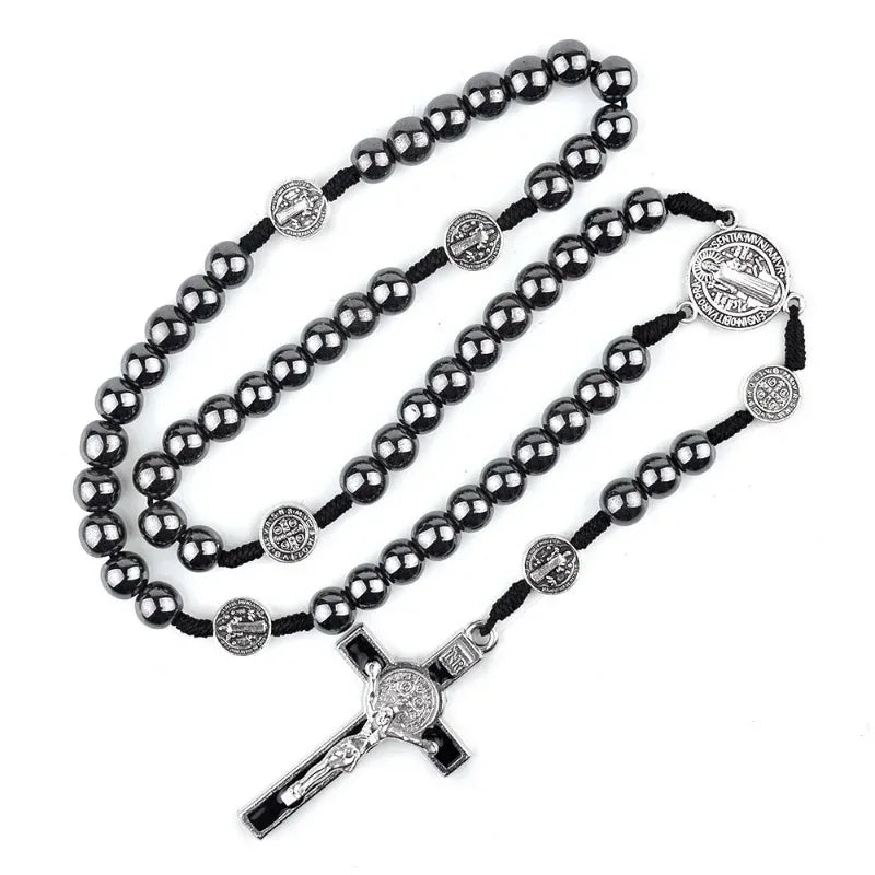Black Hematite Rosary with St. Benedict Medal