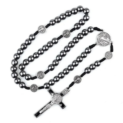 Black Hematite Rosary with St. Benedict Medal