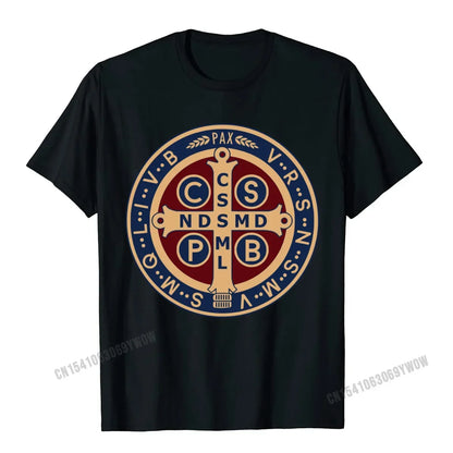 Saint Benedict Medal T-shirt | Classic Catholic Pullover Tee