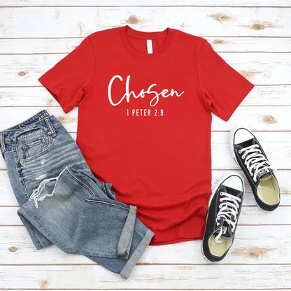 Women's 'Chosen' T-shirt with 1 Peter 2:9 Bible Verse