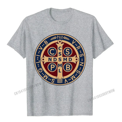 Saint Benedict Medal T-shirt | Classic Catholic Pullover Tee