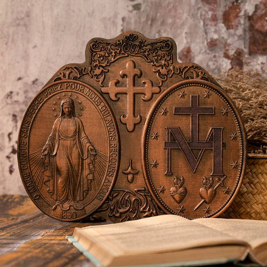 Miraculous Medal Wooden Plaque