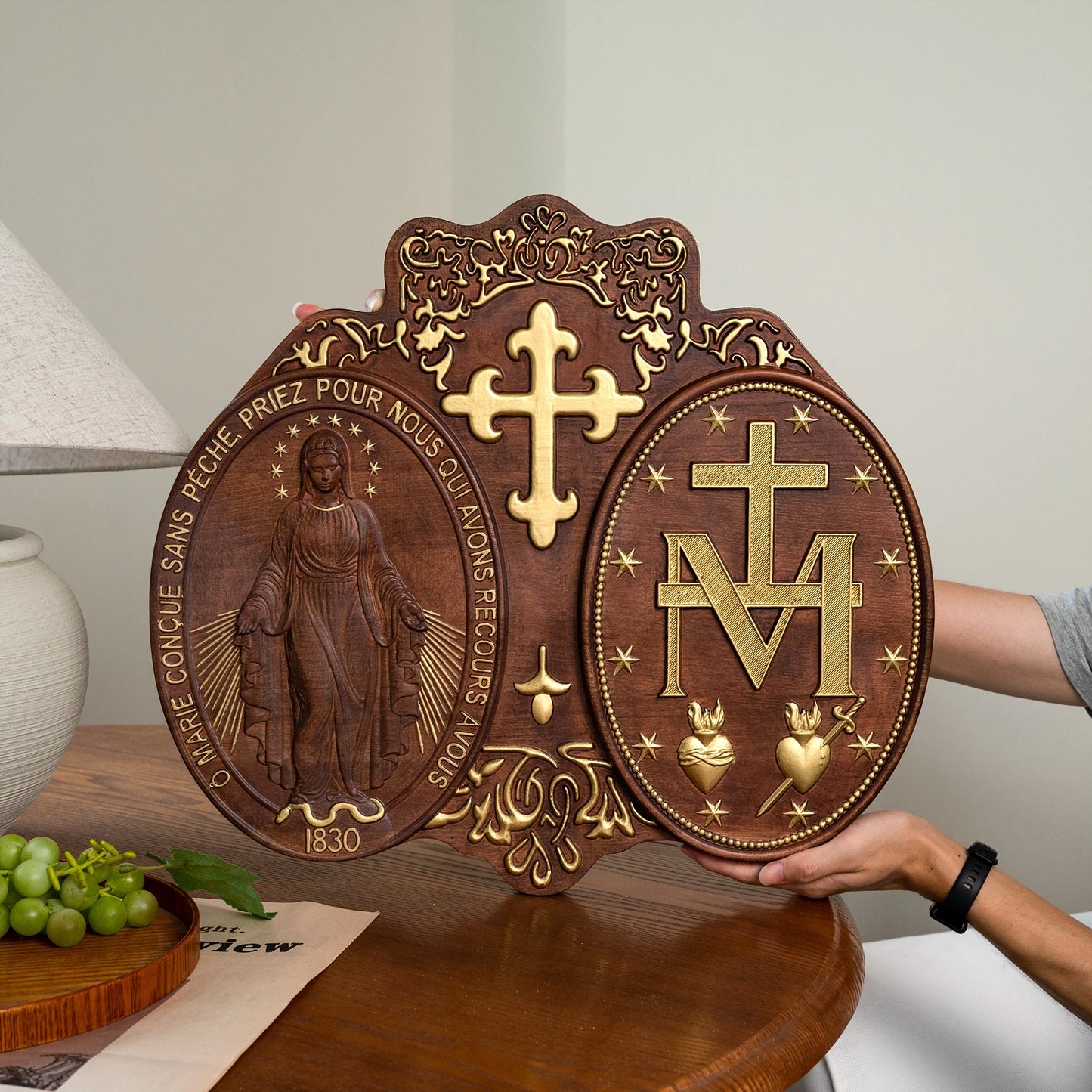 Miraculous Medal Wooden Plaque