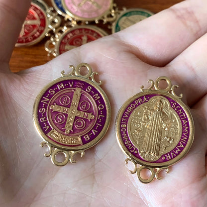 Saint Benedict Medal Charms | Assorted Enamel Pendants for Jewelry Making