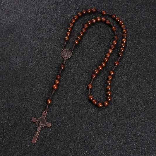 Classic Rosewood Rosary Necklace