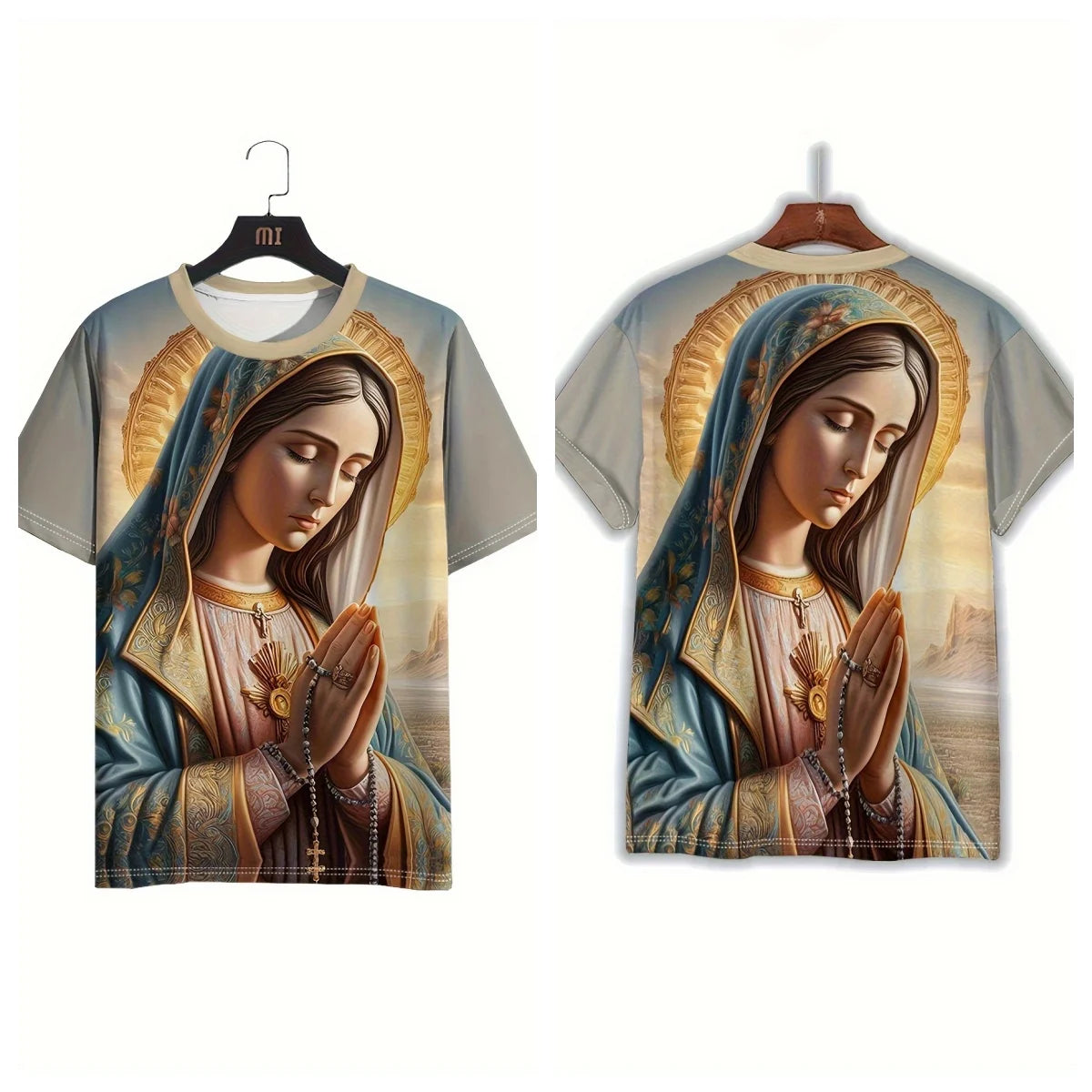 Men's Virgin Mary Rosary Graphic T-shirt