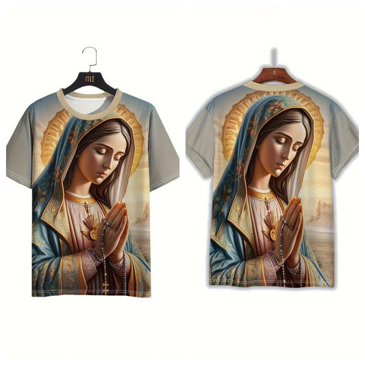 Men's Virgin Mary Rosary Graphic T-shirt