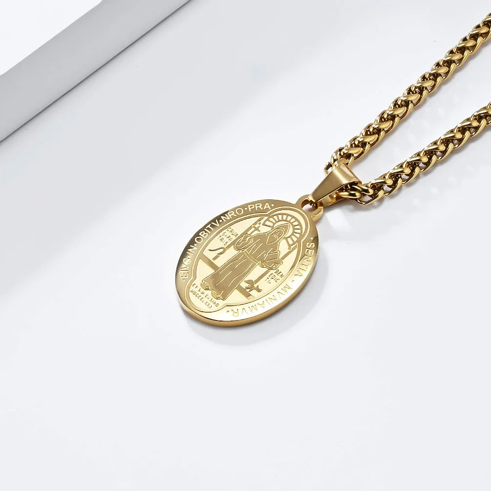 Catholic Saints Medal Necklace | Stainless Steel Pendant for Men & Women