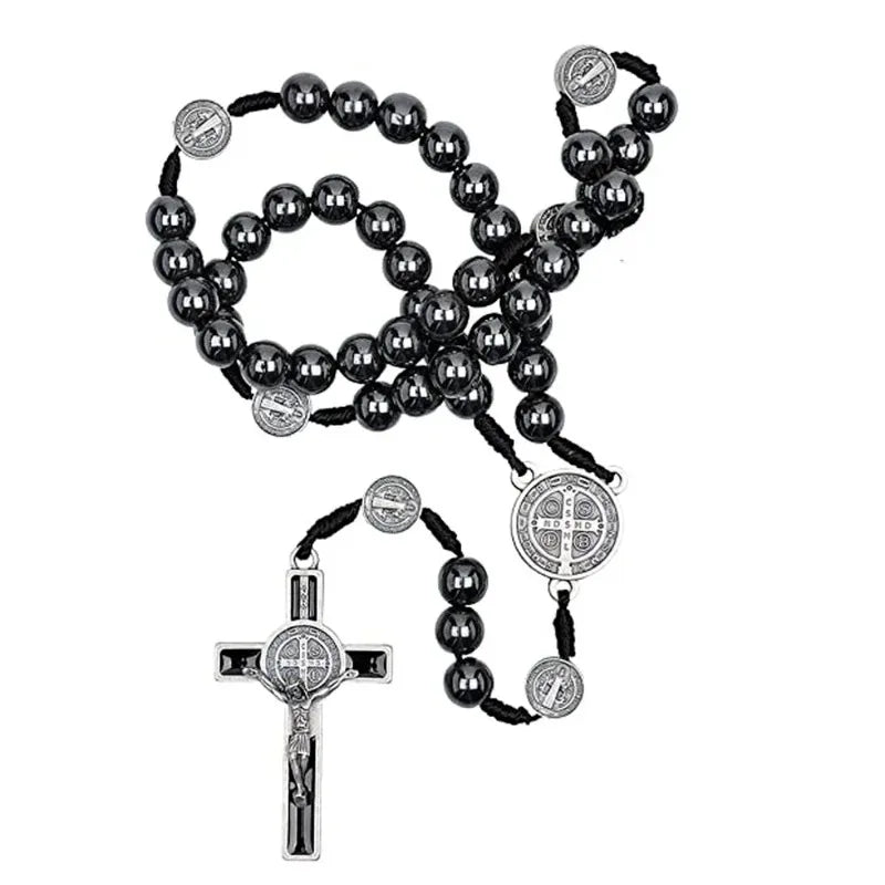 Black Hematite Rosary with St. Benedict Medal