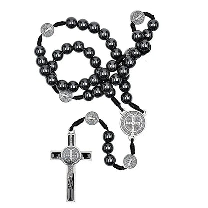 Black Hematite Rosary with St. Benedict Medal
