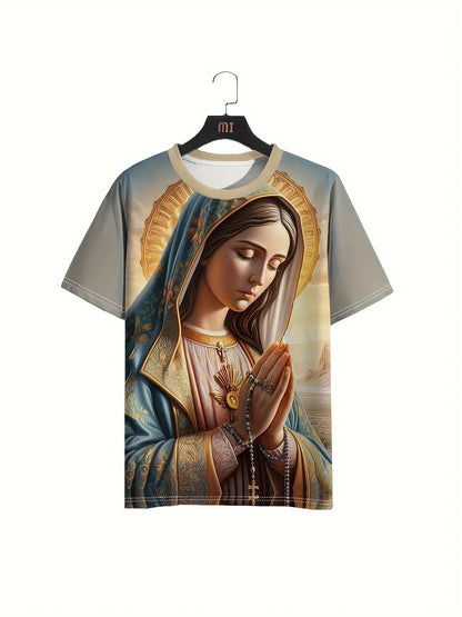 Men's Virgin Mary Rosary Graphic T-shirt