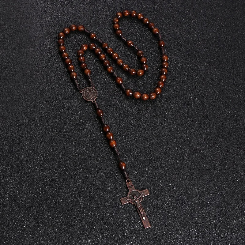 Classic Rosewood Rosary Necklace