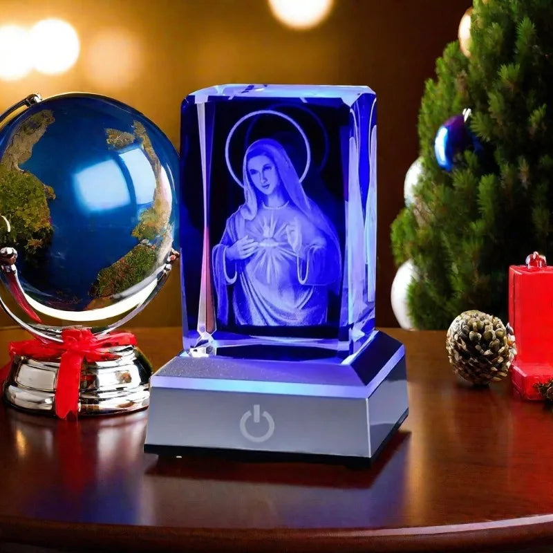 Crystal Virgin Mary LED Light-Up Statue