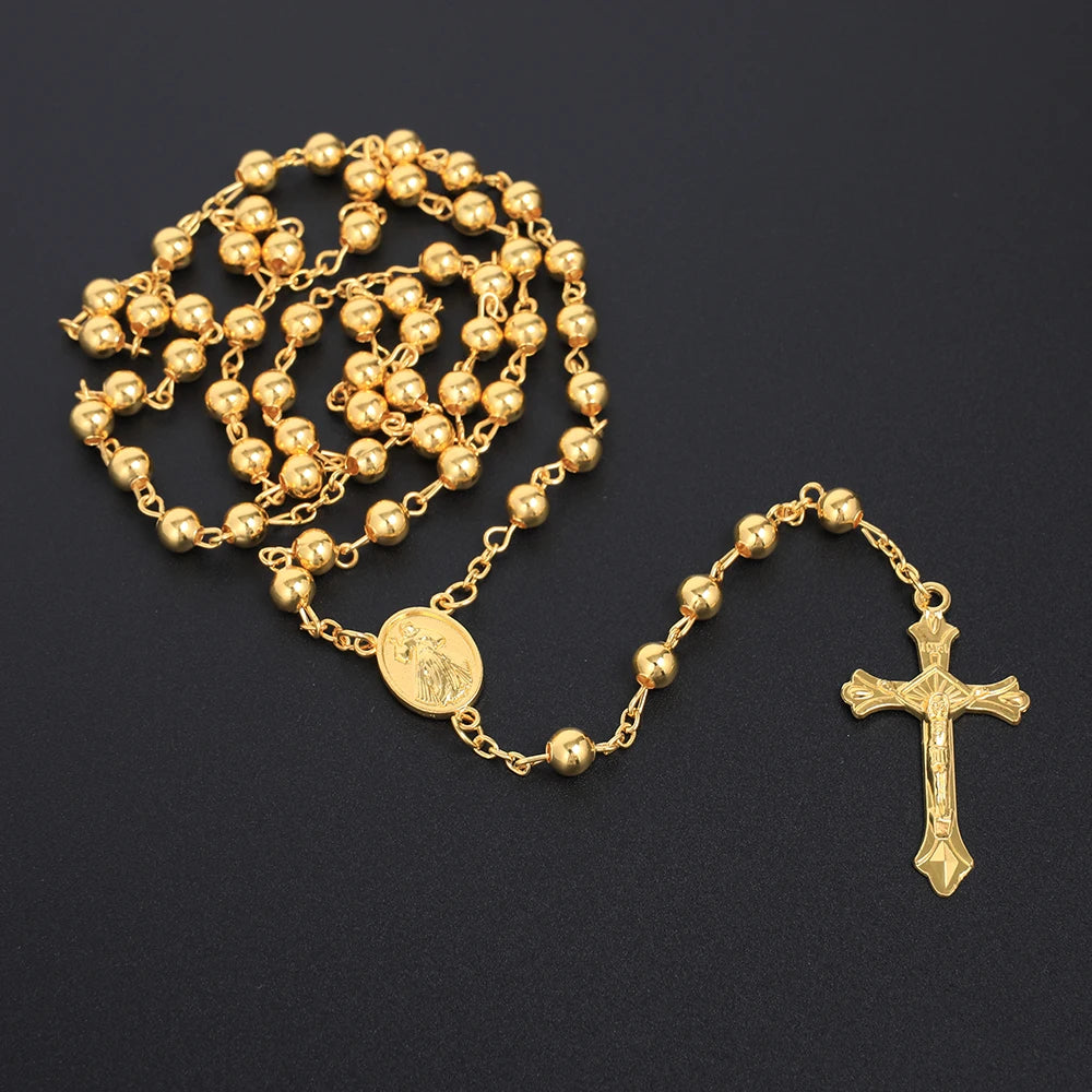 Elegant Gold-Tone Rosary with Crucifix