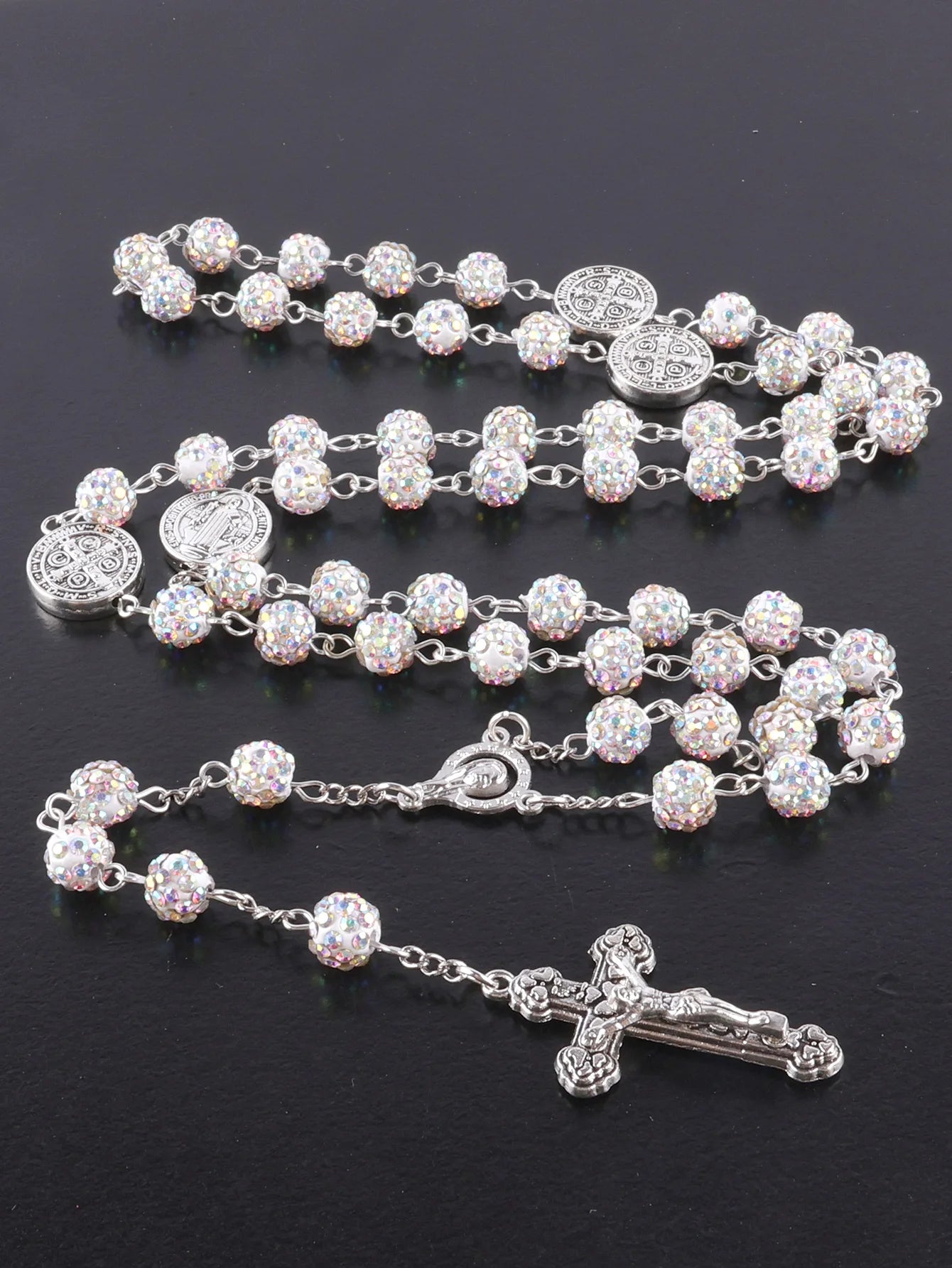 Sparkling Vintage Rosary with St. Benedict Medal