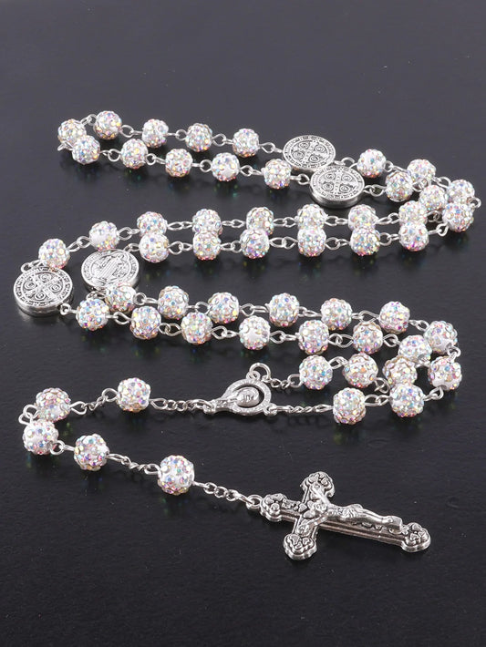 Sparkling Vintage Rosary with St. Benedict Medal