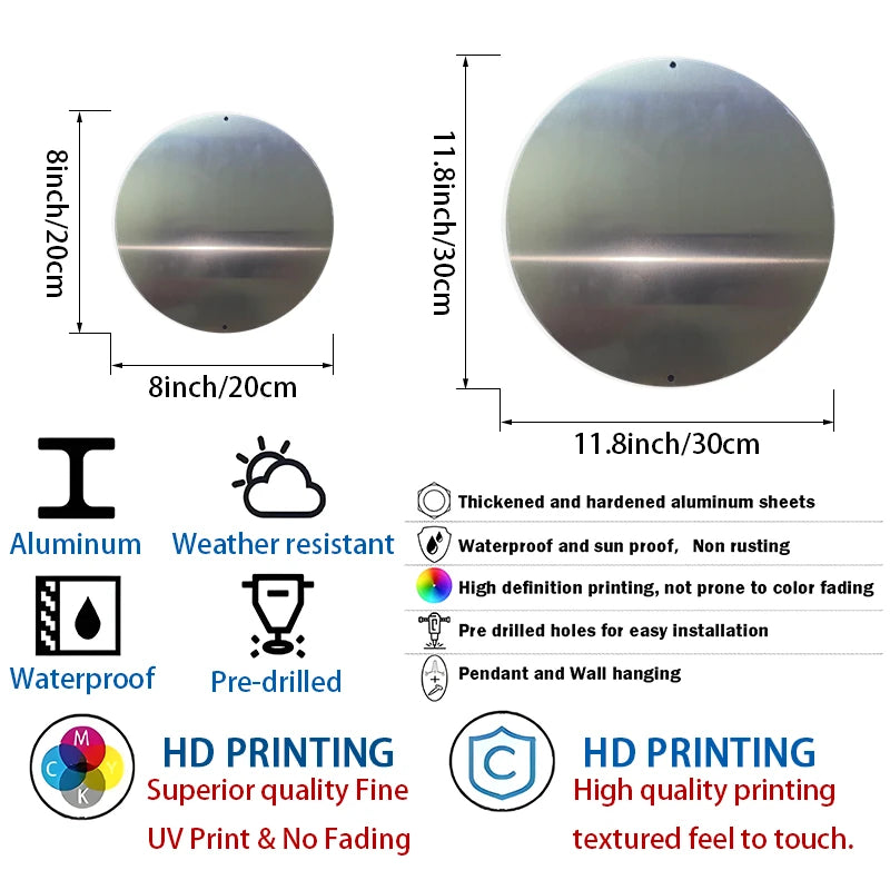 Round Aluminum Sign: Virgin Mary and Child Glowing Art