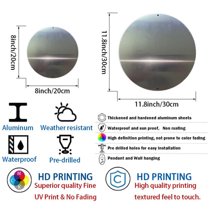 Round Aluminum Sign: Virgin Mary and Child Glowing Art