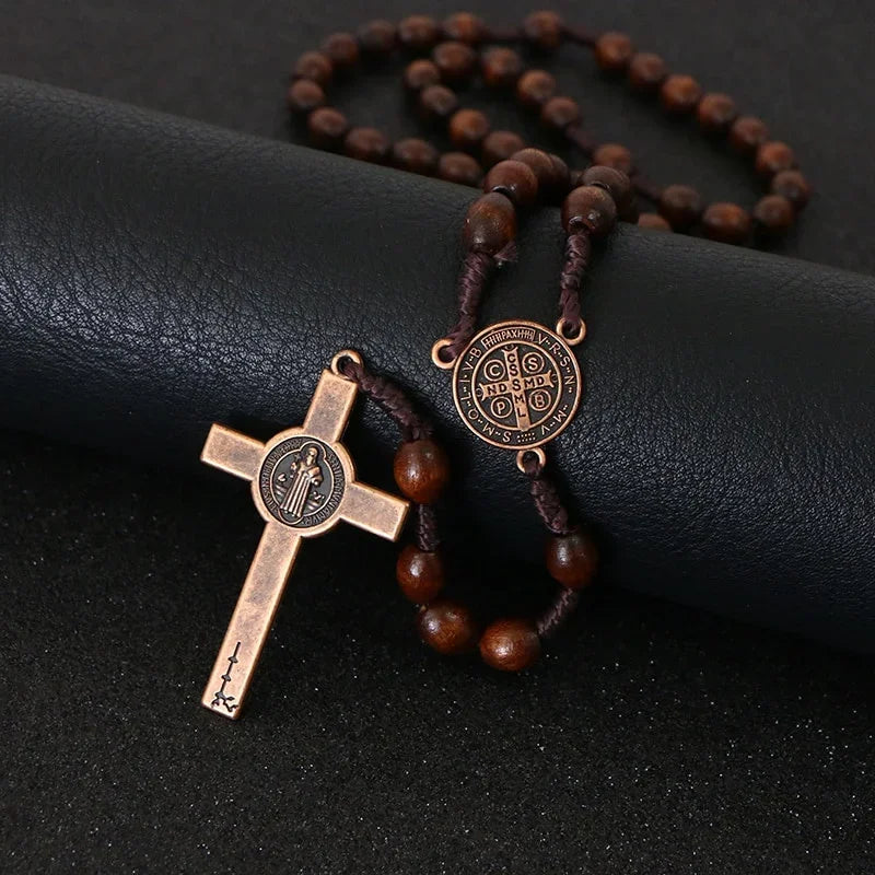 Classic Rosewood Rosary Necklace
