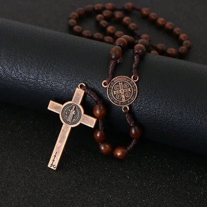 Classic Rosewood Rosary Necklace