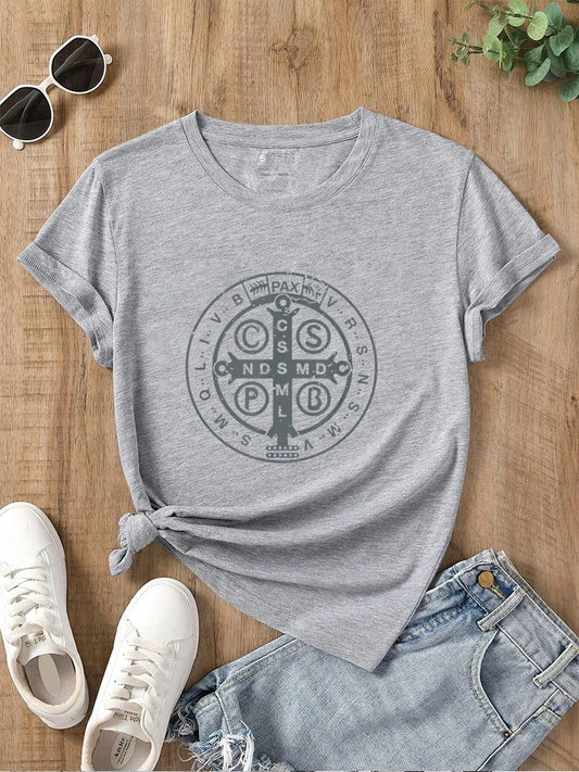 Saint Benedict Medal T-shirt | Women's Christian Graphic Tee
