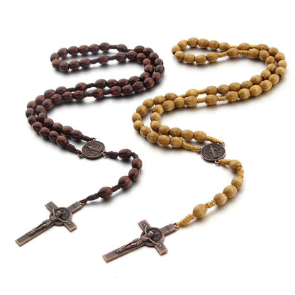 Handcrafted Wooden Rosary Necklace Set